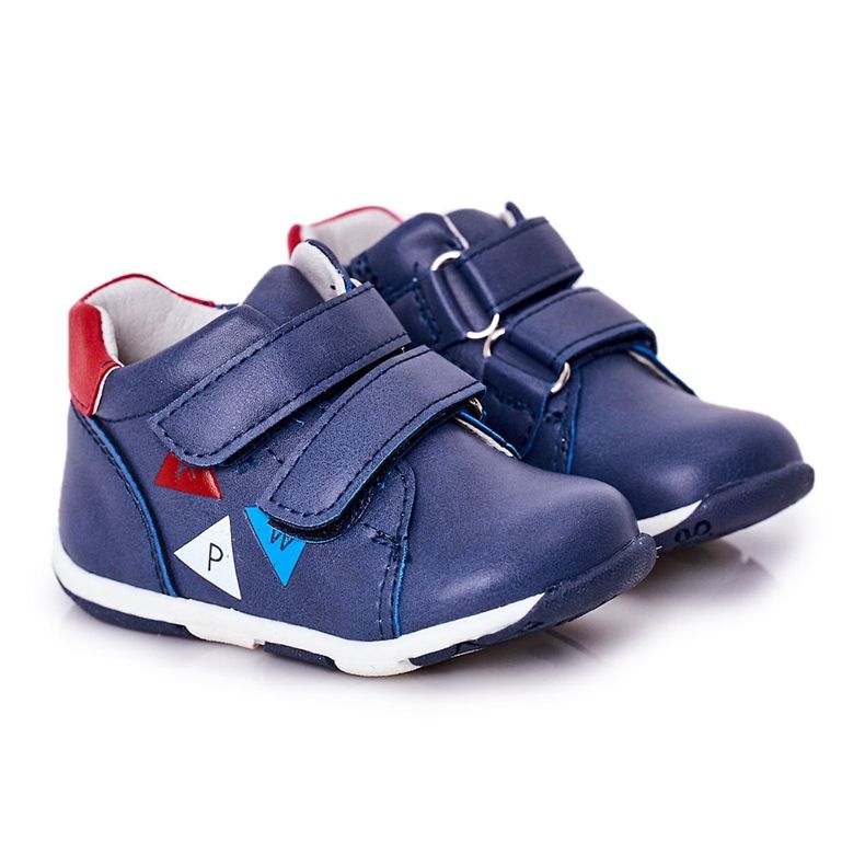 Apawwa Barnbrogues med kardborreband Navy Navy Milo blå