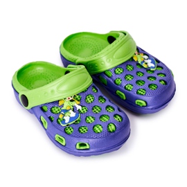 Barn skum tofflor Crocs Navy Blue-Green Jupiter marinblå grön