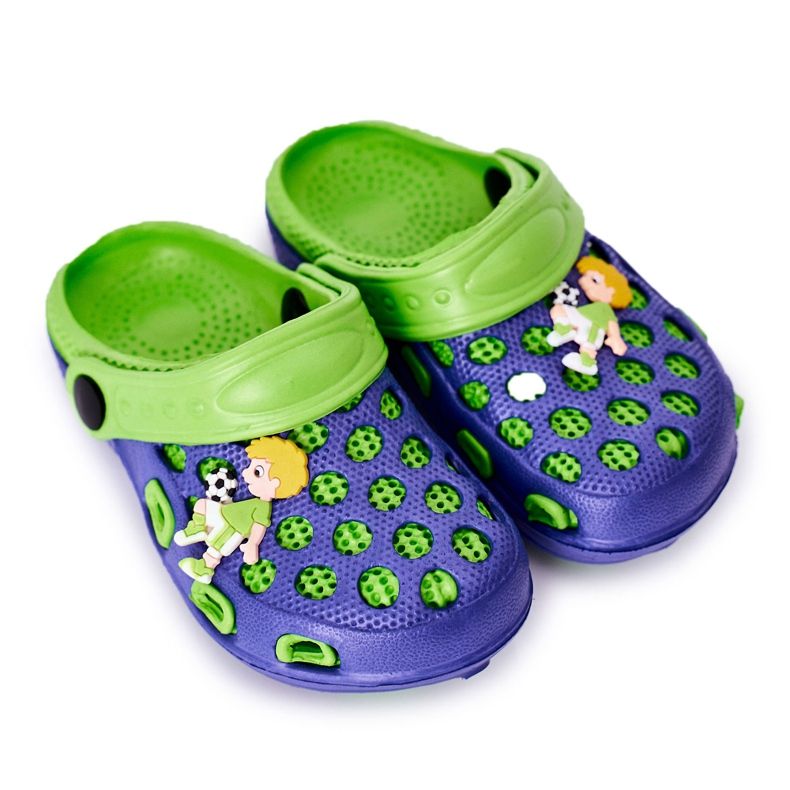 Barn skum tofflor Crocs Navy Blue-Green Jupiter marinblå grön