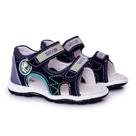 EVE Marinblå fotbollssandaler för barn med kardborreband mångfärgad