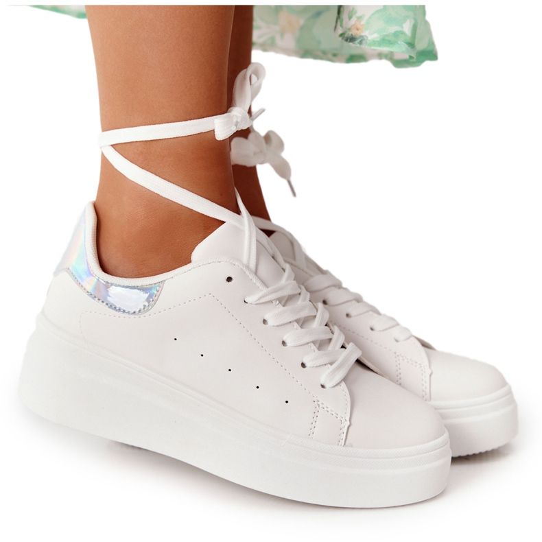 Sportskor Sneakers på plattformen Vitt och silver lyser ljust silver-