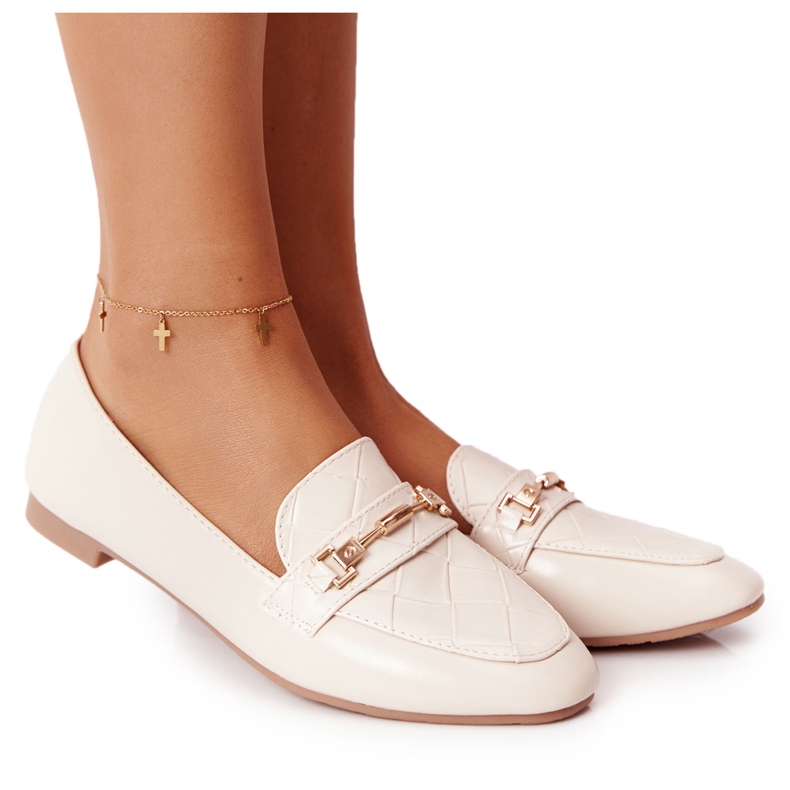 PS1 Klassiska beige Eloquence loafers för kvinnor