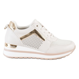 SHELOVET Snygga sneakers med glitter beige