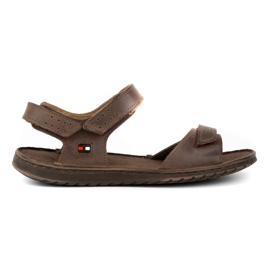 KOMODO Bruna lädersandaler för män 881K