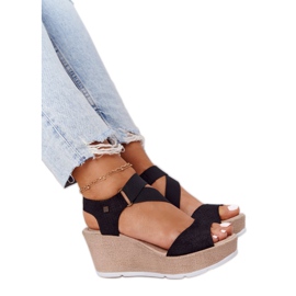 Läder Wedge Sandaler Big Star FF276016 Svart