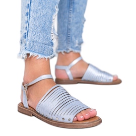 Brun solskenblå sandaler rosa