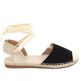 Svart Espadrilles knuten med en fotled H-107 Svart beige