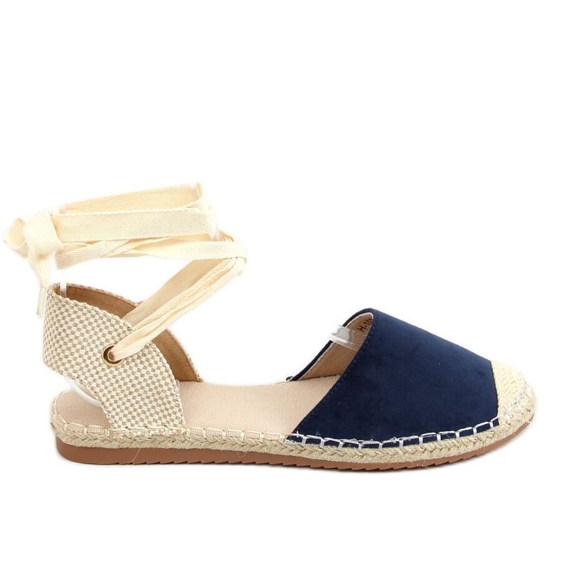 Espadriller bundna med anklar, marinblå H-107 Blå beige