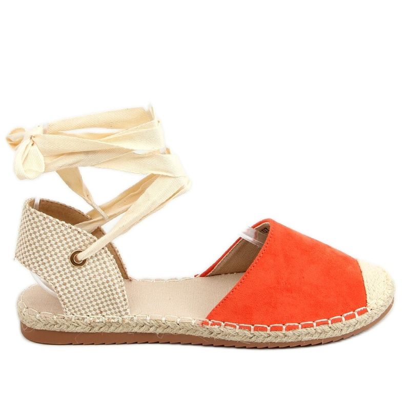 Orange H-107 Orange espadriller bundna med anklar beige