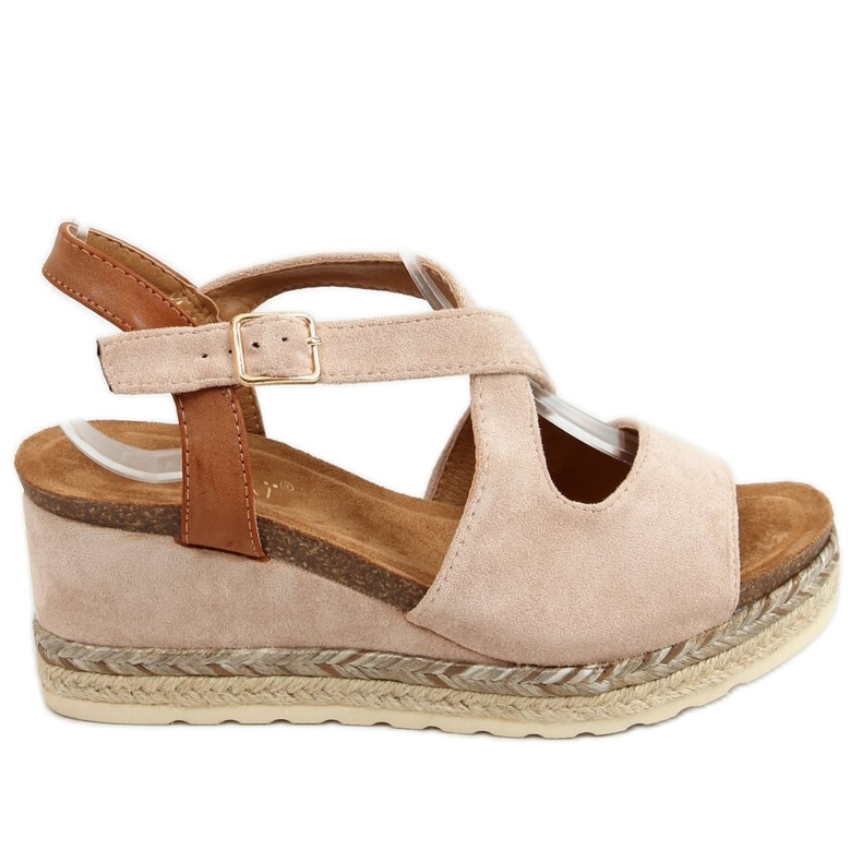 YL90 Beige beige espadriller på kilar