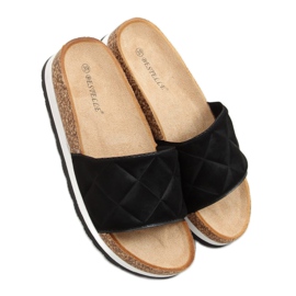 Svarta kork tofflor LS017 Svart