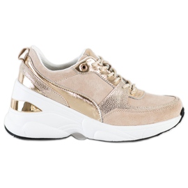 Filippo Wedge Sneakers i läder beige