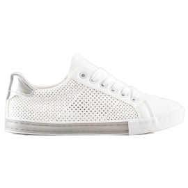 SHELOVET Openwork -sneakers med silverinsats vit