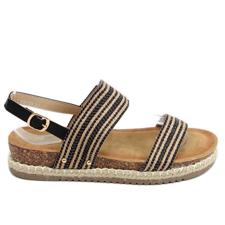 Svarta espadrillessandaler FD-50 Svart beige