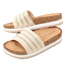 Beige tofflor i kork LS018 Beige