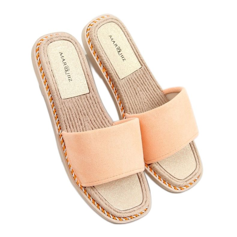 Aprikos tofflor i mocka för kvinnor 1096 Orange mångfärgad