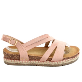 Sandaler espadrilles boho pink FD002 Pink rosa