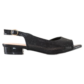 Sabatina Openwork sandaler på låga klackar svart