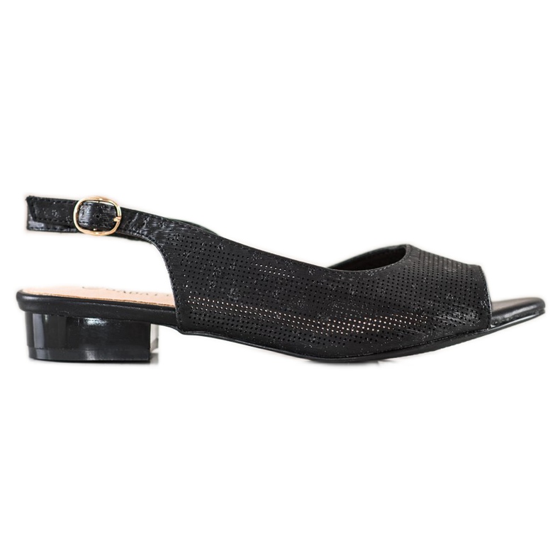 Sabatina Openwork sandaler på låga klackar svart