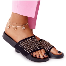 EVE Svarta Tonya gummi tofflor med paljetter