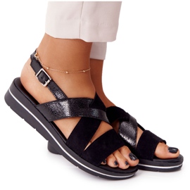 Mocka Sandaler Sergio Leone SK039 Svart och Silver