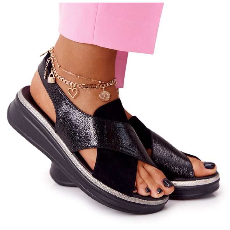 Slip-on sandaler på Sergio Leone SK029 svart plattform