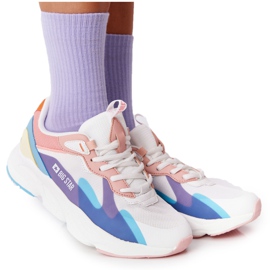 Kvinnors sportskor Memory Foam Big Star HH274809 Vit-Rosa purpur blå gul