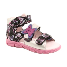 Mazurek Girls 'Leather Sandals High Preventive 291 med en fjäril silver-