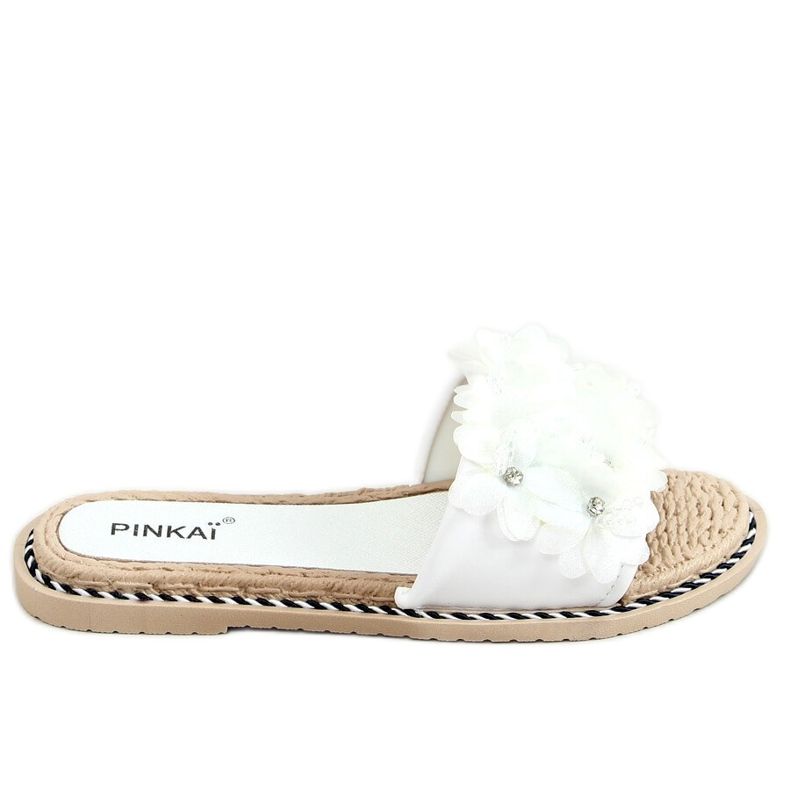 Vita LS003 Tofflor i vita blommor