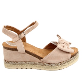 Beige espadriller på kilar med rosett YL92 Beige