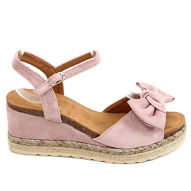 Espadriller på kilar med rosett YL92 Rosa