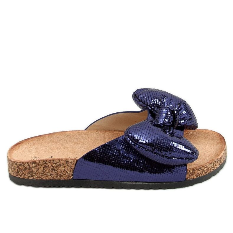 Mickey tofflor med rosett N-79 blå marinblå