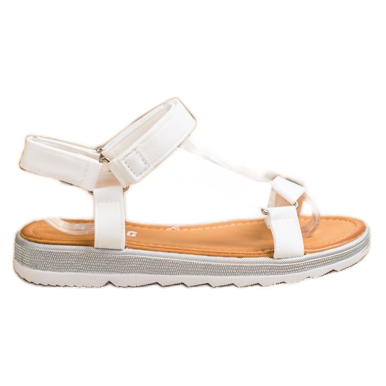 SHELOVET Trendiga sandaler med kardborreband vit