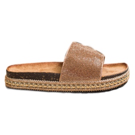 SHELOVET Mode kristall tofflor gyllene