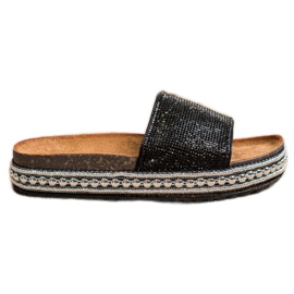 SHELOVET Mode kristall tofflor svart