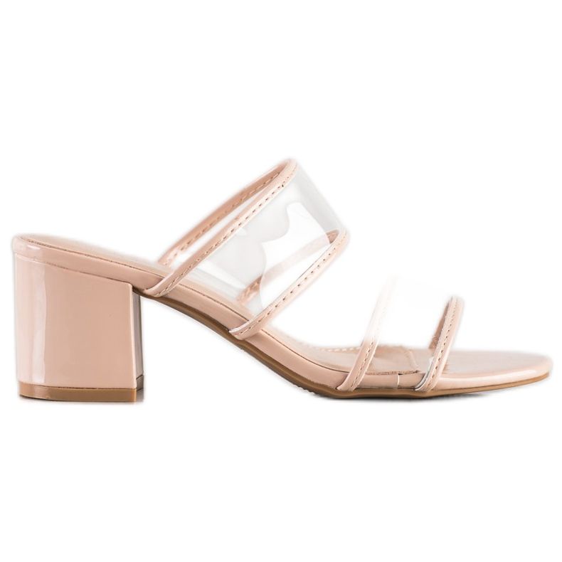 Small Swan Tofflor med genomskinliga remsor beige