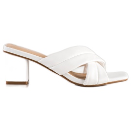 Small Swan Eleganta Eco Leather Tofflor vit