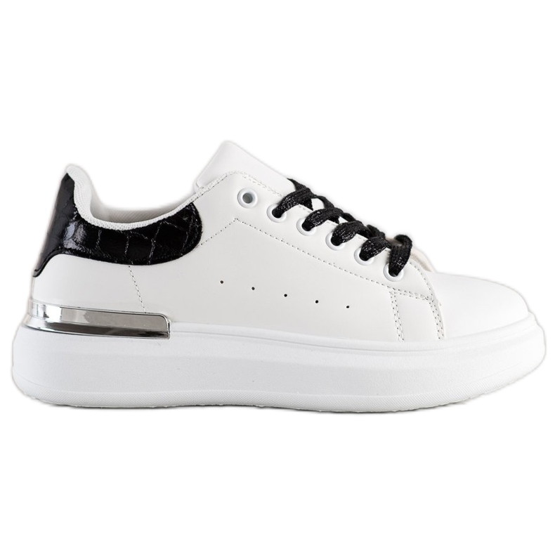 SHELOVET Sneakers med glittersnörning vit svart