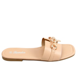 Beige tofflor med dekorativ kedja 35-230 Beige
