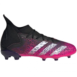 Adidas Predator Freak.3 Fg Jr FW7530 fotbollsskor vit, svart, rosa svart