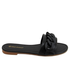 Svarta Tofflor med kedja 7857 Svart