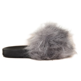 SHELOVET Snygga tofflor med päls grå