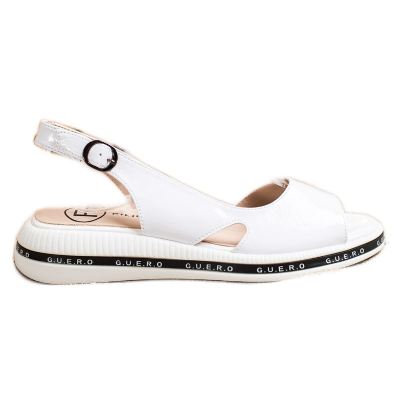 Filippo Bekväma lackerade sandaler vit