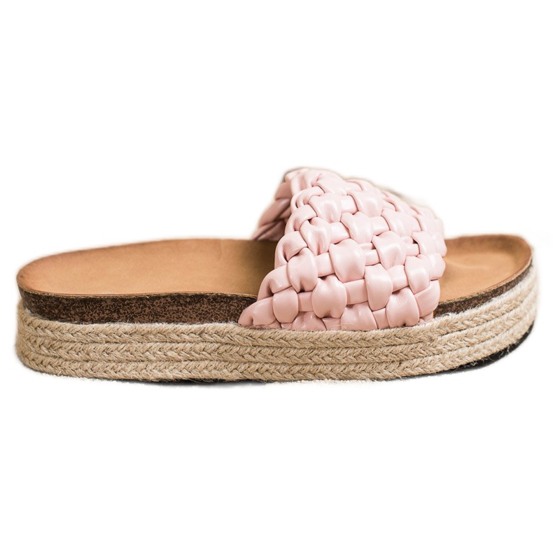 SHELOVET Flätade Espadrilles flip-flops rosa