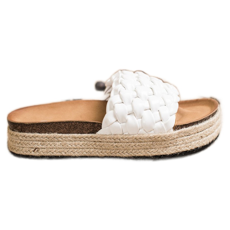 SHELOVET Flätade Espadrilles flip-flops vit
