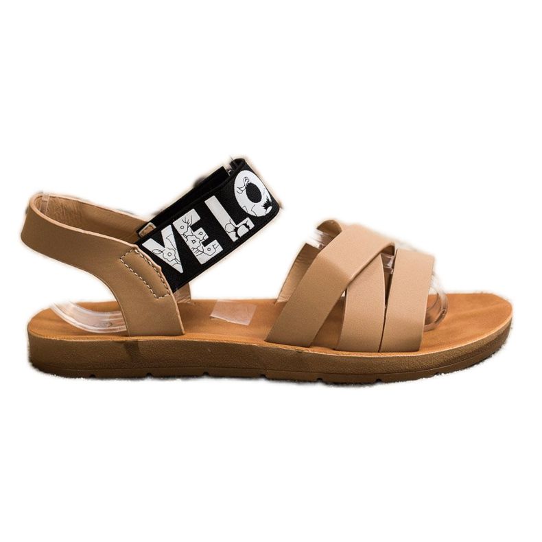 SHELOVET Sandaler med Eco Leather Love beige brun