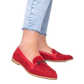 Röda Loafers i ekologisk mocka i röd Juliette