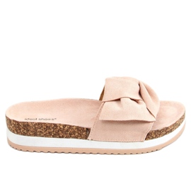 Rosa 8228 Rosa tofflor med hög sula