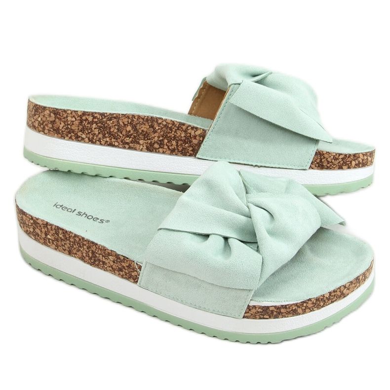 Mint 8228 Gröna tofflor på hög sula