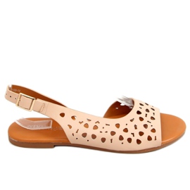 Openwork asymmetriska beige sandaler HY23-13 Naken
